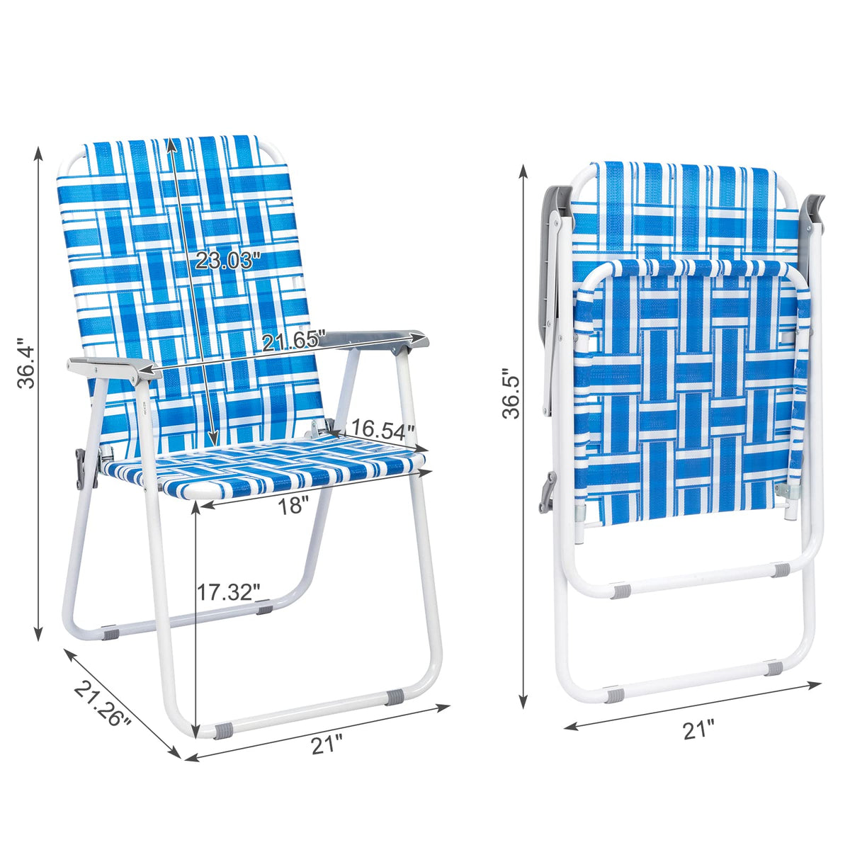 Set of 2 Blue Webbed Folding Patio Chair W869