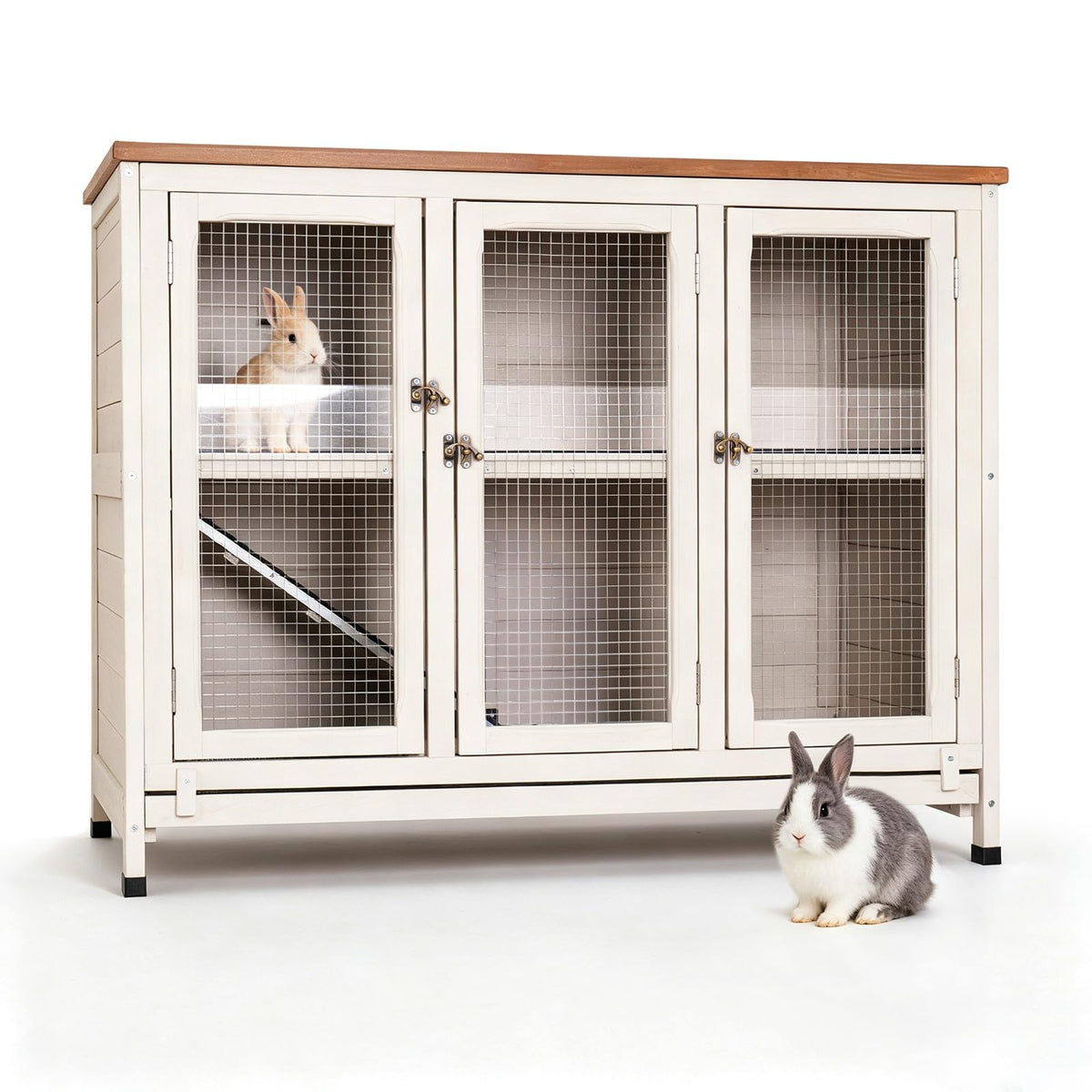 2-Story Indoor Rabbit Hutch with Pull-Out Tray K272907