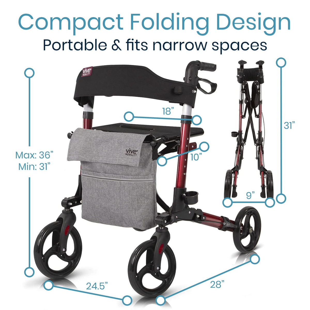 Folding 4 Wheel Rollator Walker H7911