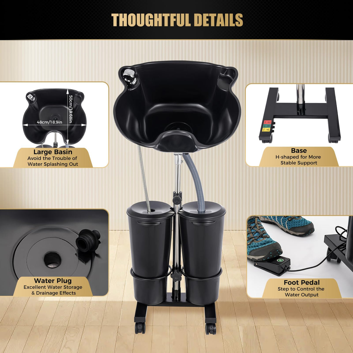 Portable Shampoo Basin with 2 Water Buckets H2447