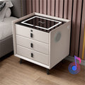 White 3 Drawer Nightstand with Wireless Charging and LED Lights P7597