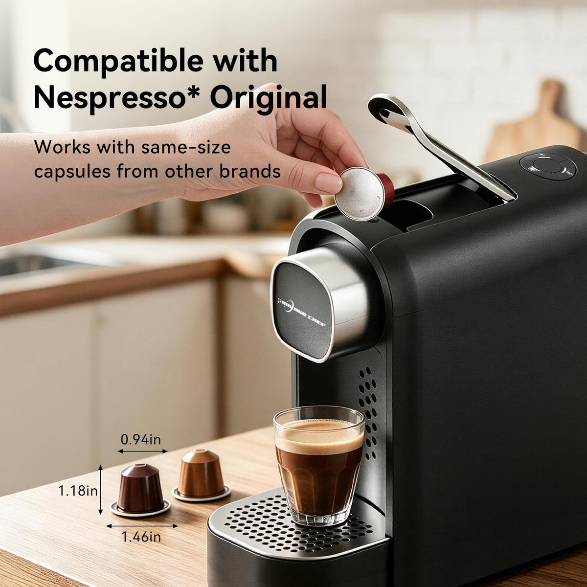 Black Single Serve Espresso Coffee Machine with Removable Tank W87398
