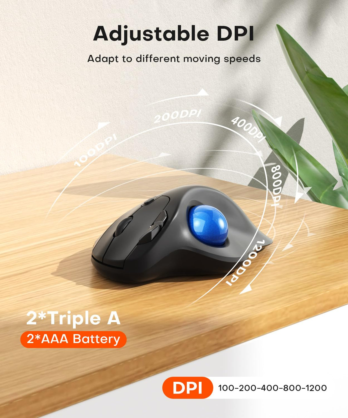 Ergonomic Wireless Trackball Mouse J82975