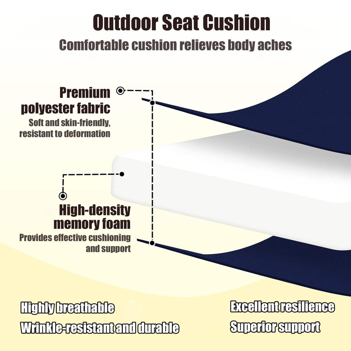 2 Pcs Portable Bleacher Seat Cushions with Handle E11189