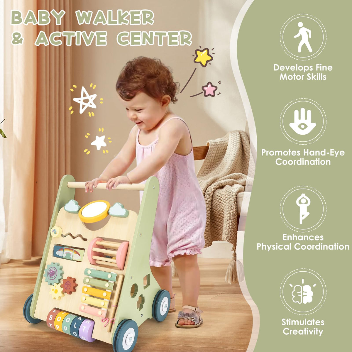 Wooden Baby Push Walker V467728
