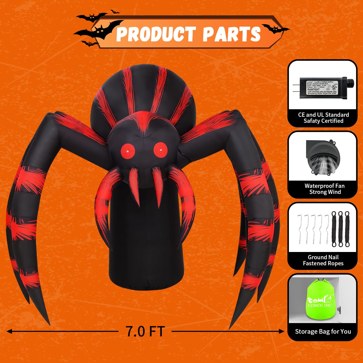 7FT Halloween Inflatables Yard Decor with LEDs N662804