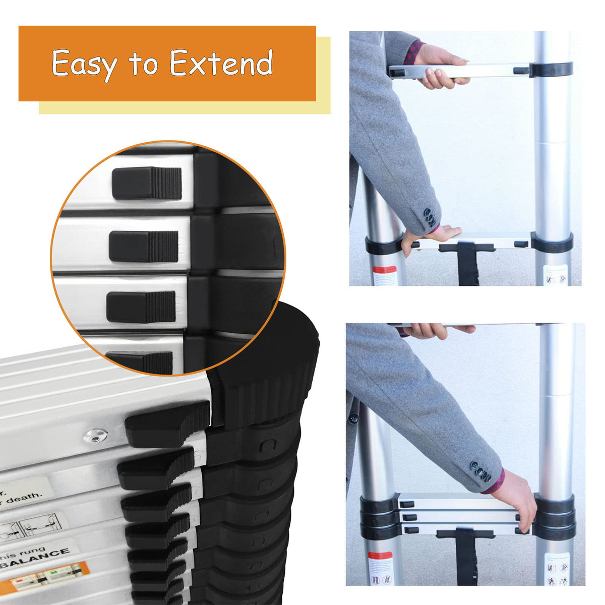 20.3ft Aluminum Telescoping Ladder with Hooks W78423
