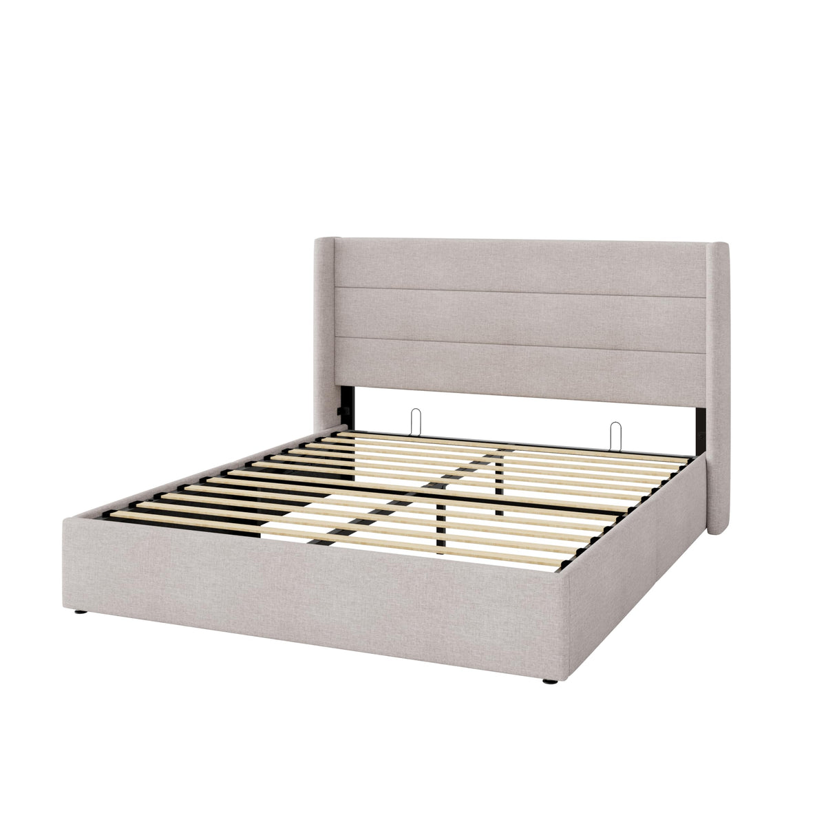 Queen Size Lift Up Storage Bed Frame Light Beige H10848