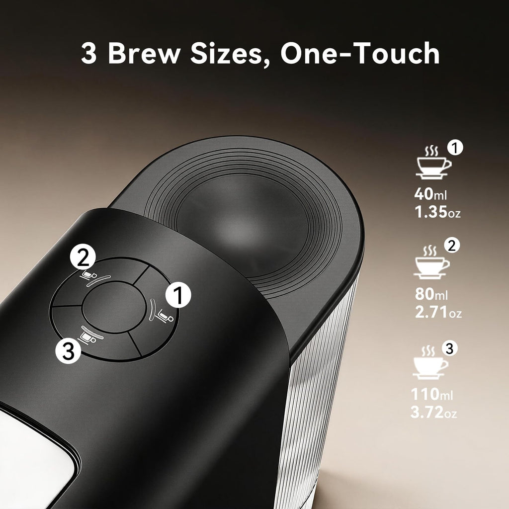 Black Single Serve Espresso Coffee Machine with Removable Tank W87398