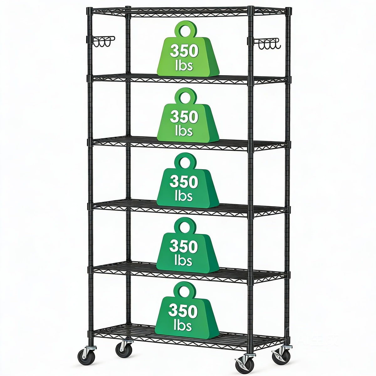 6 Tier Wire Metal Shelving Rack with Wheels C586111