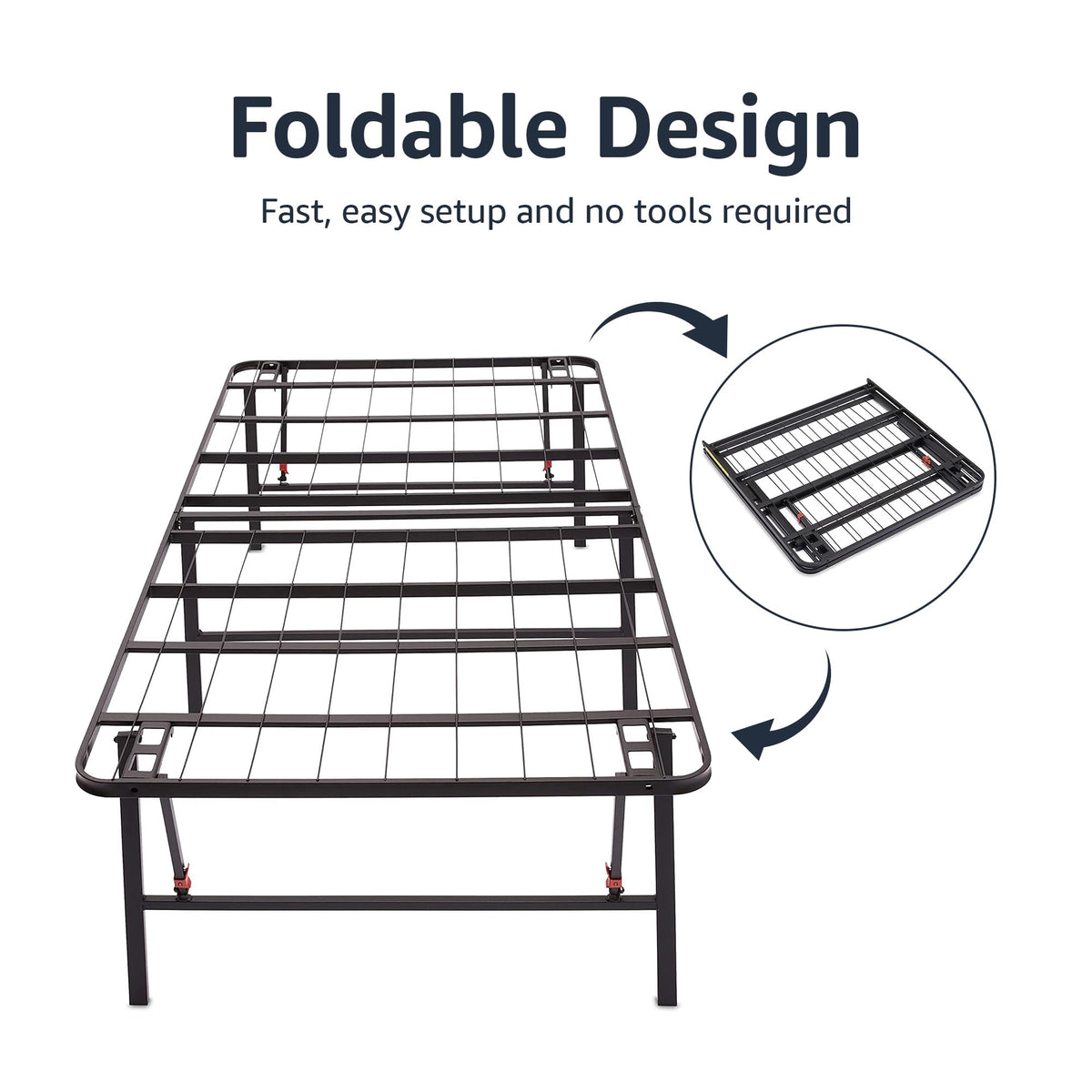 Foldable Metal Platform Bed Frame, 18 Inches High, Twin Size, Black W234594