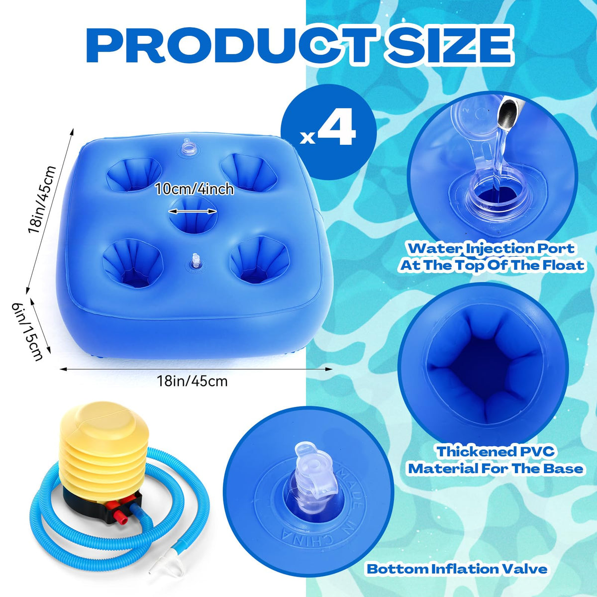 5 Pcs Water Canopy Float Kit with Cup Holders and Hand Air Pump C909624