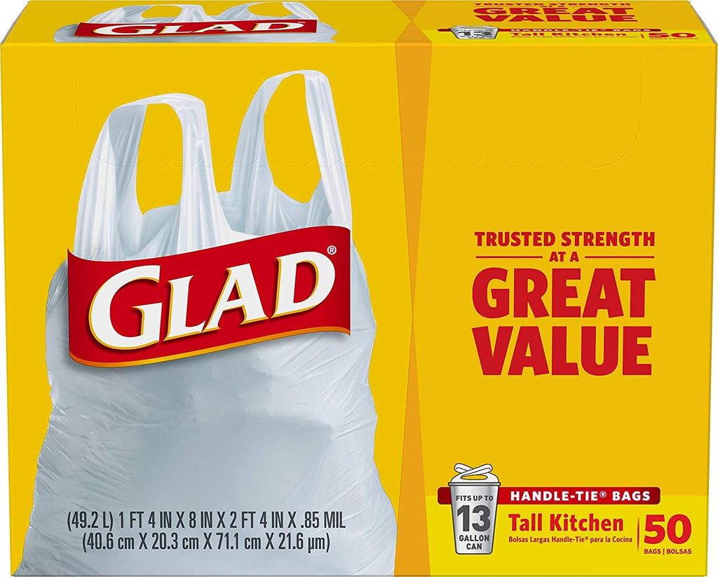 13 Gal. Tall Kitchen Handle-Tie Bags 50 ct Pack of 4 Q880814