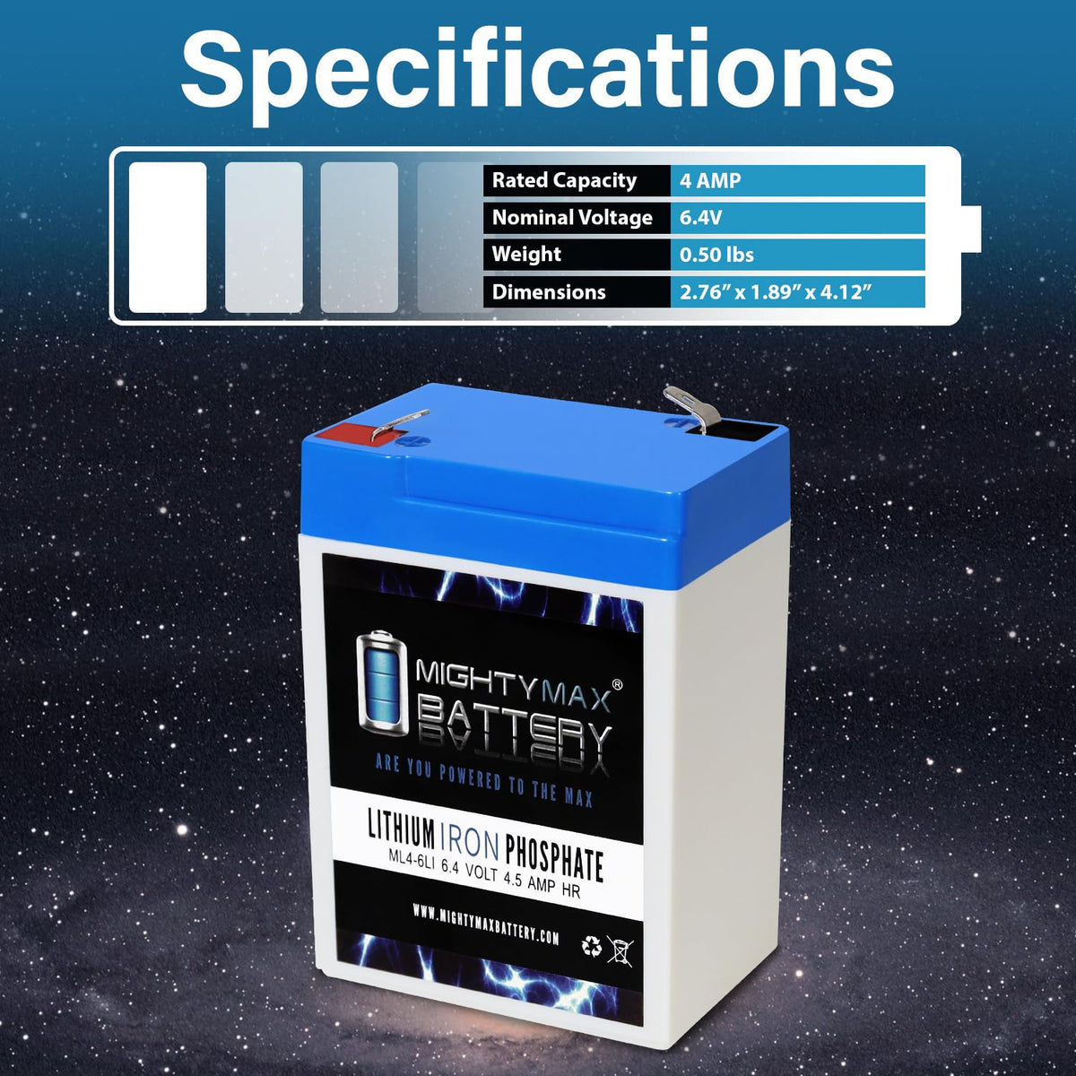 6V 4.5AH Lithium Replacement Battery C340666
