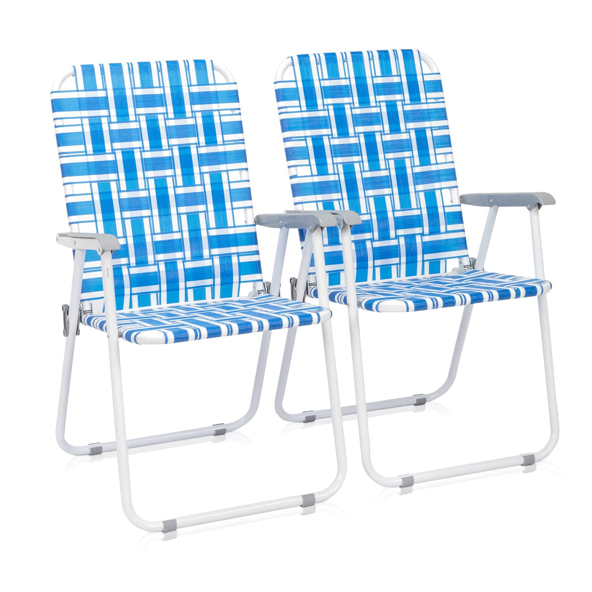 Set of 2 Blue Webbed Folding Patio Chair W869