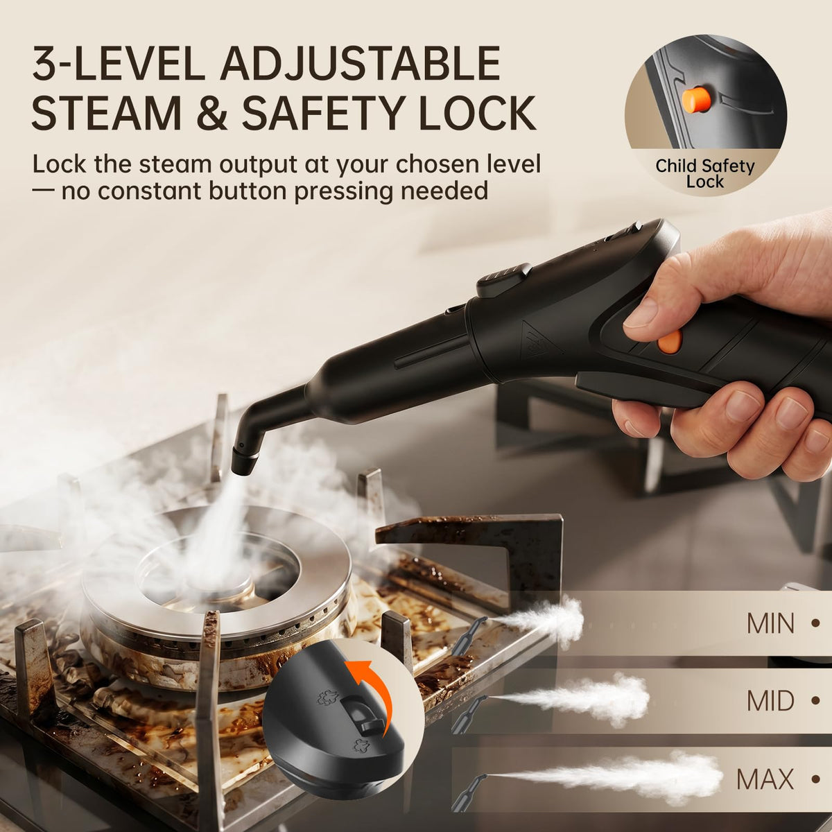 21-in-1 Chemical-Free Steam Cleaner with 3-Level Adjustment N106374