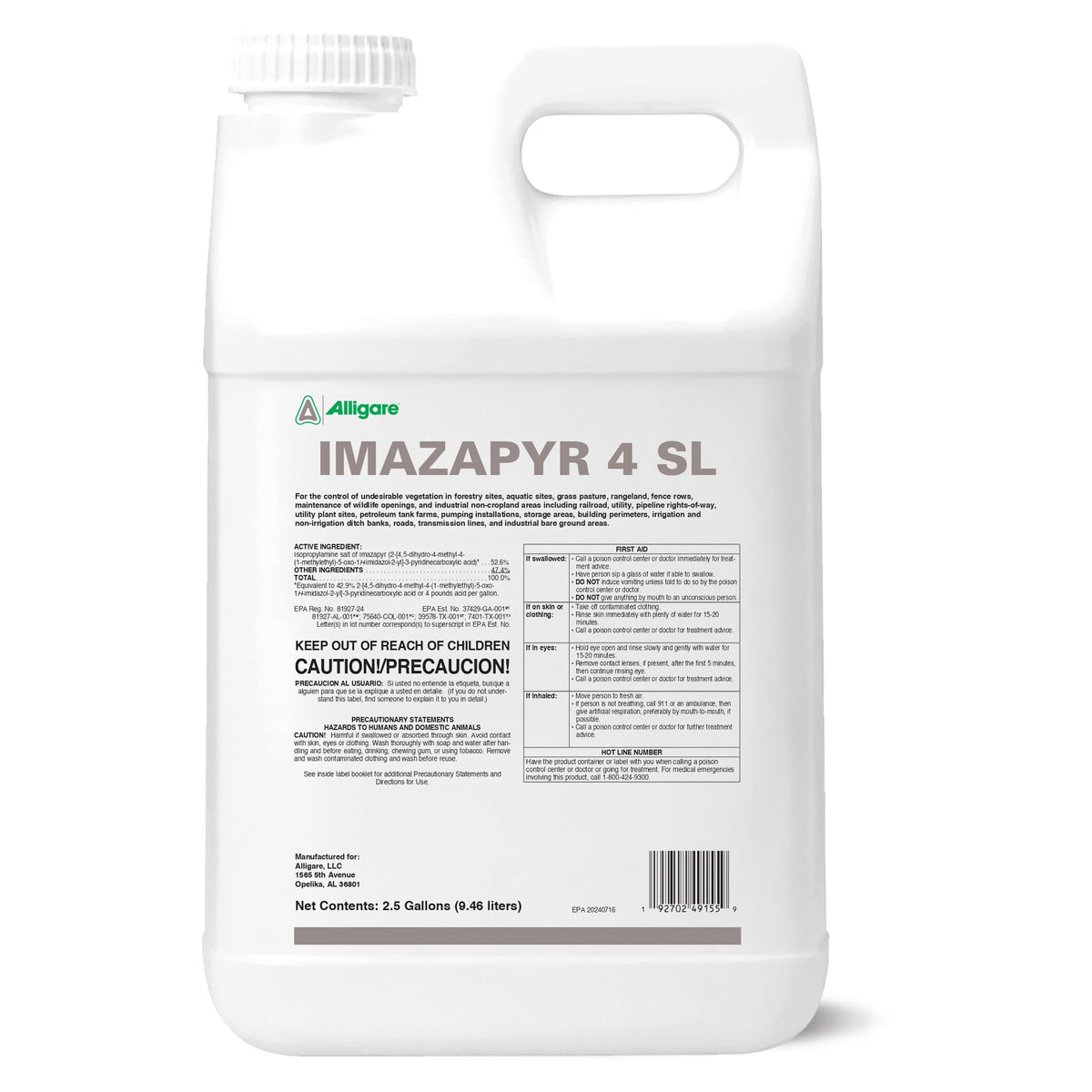Imazapyr 4 SL Herbicide 2.5 Gallon Liquid Weed Killer L498