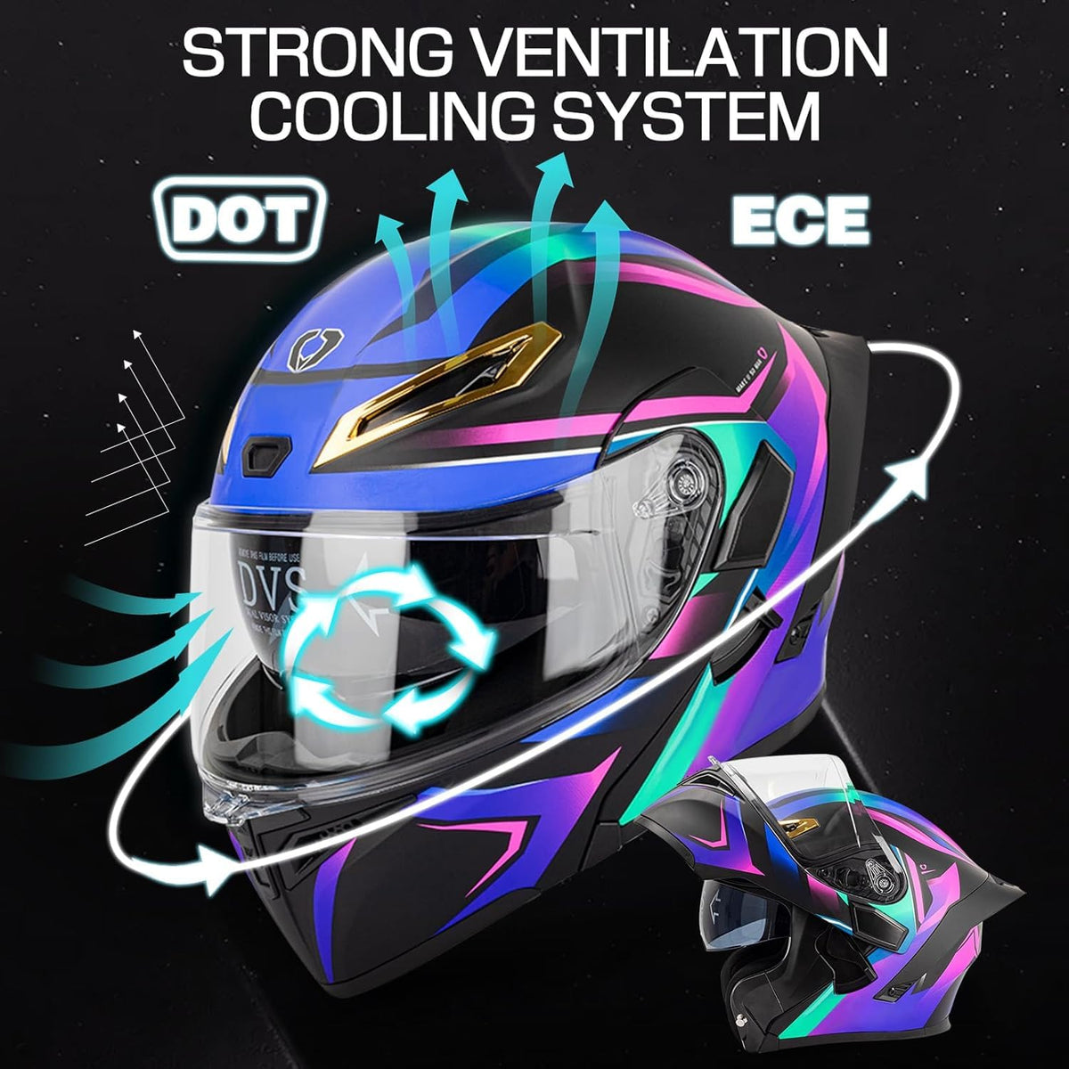DOT Approved Flip Up Full Face Bluetooth Motorcycle Helmet R246895
