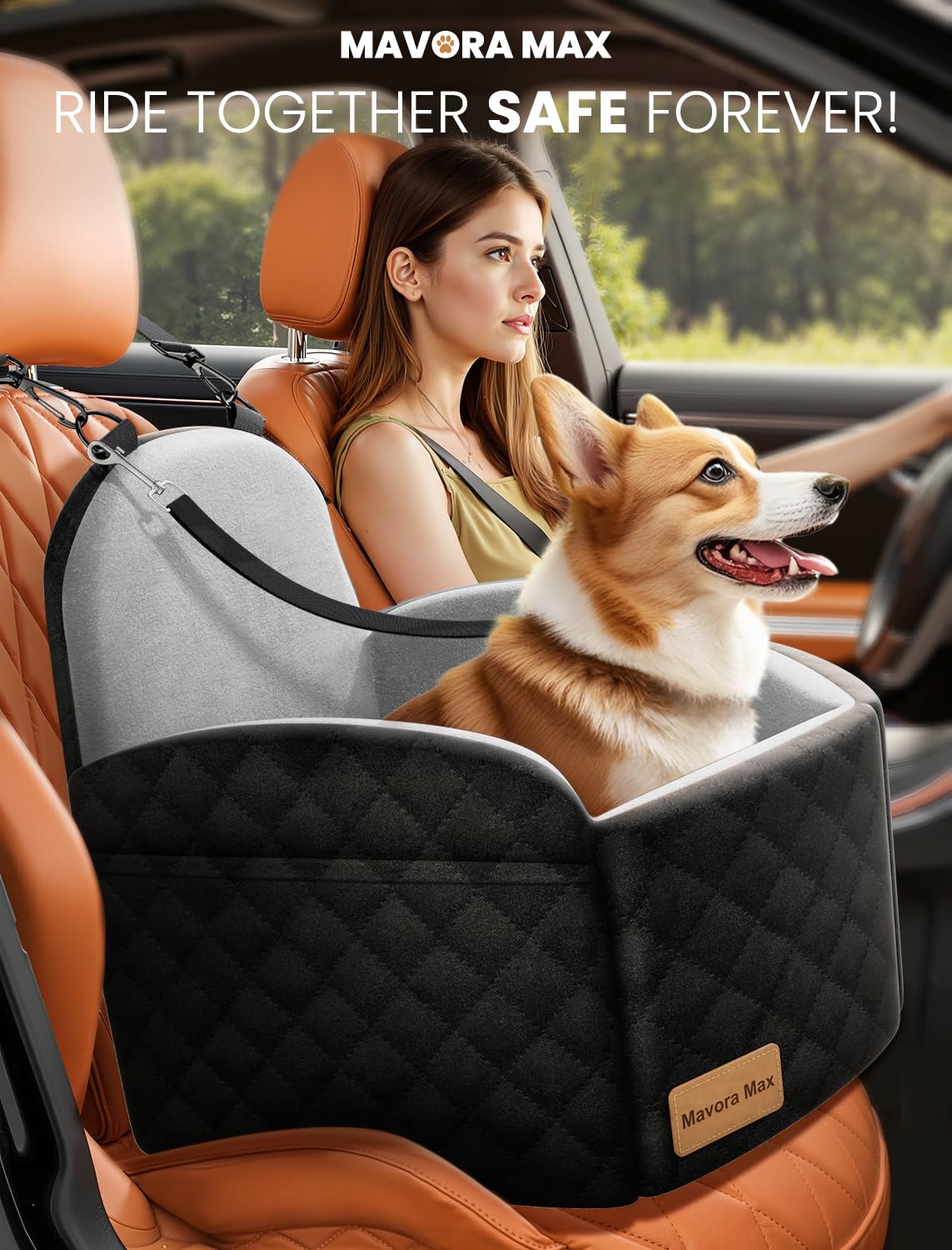 Dog Car Seat for Small/Medium Dogs up to 35lbs, Memory Foam, Grey M514842