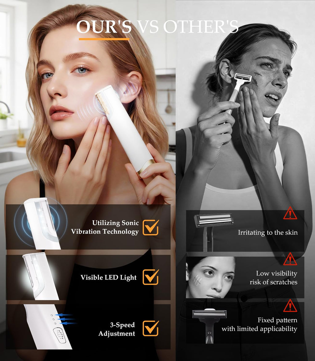 Rechargeable Dermaplaning Razor for Women Face with 10 Replacement Blades Q287898