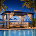 13' x 11' Navy Blue Outdoor Patio Gazebo with Mosquito Netting U736