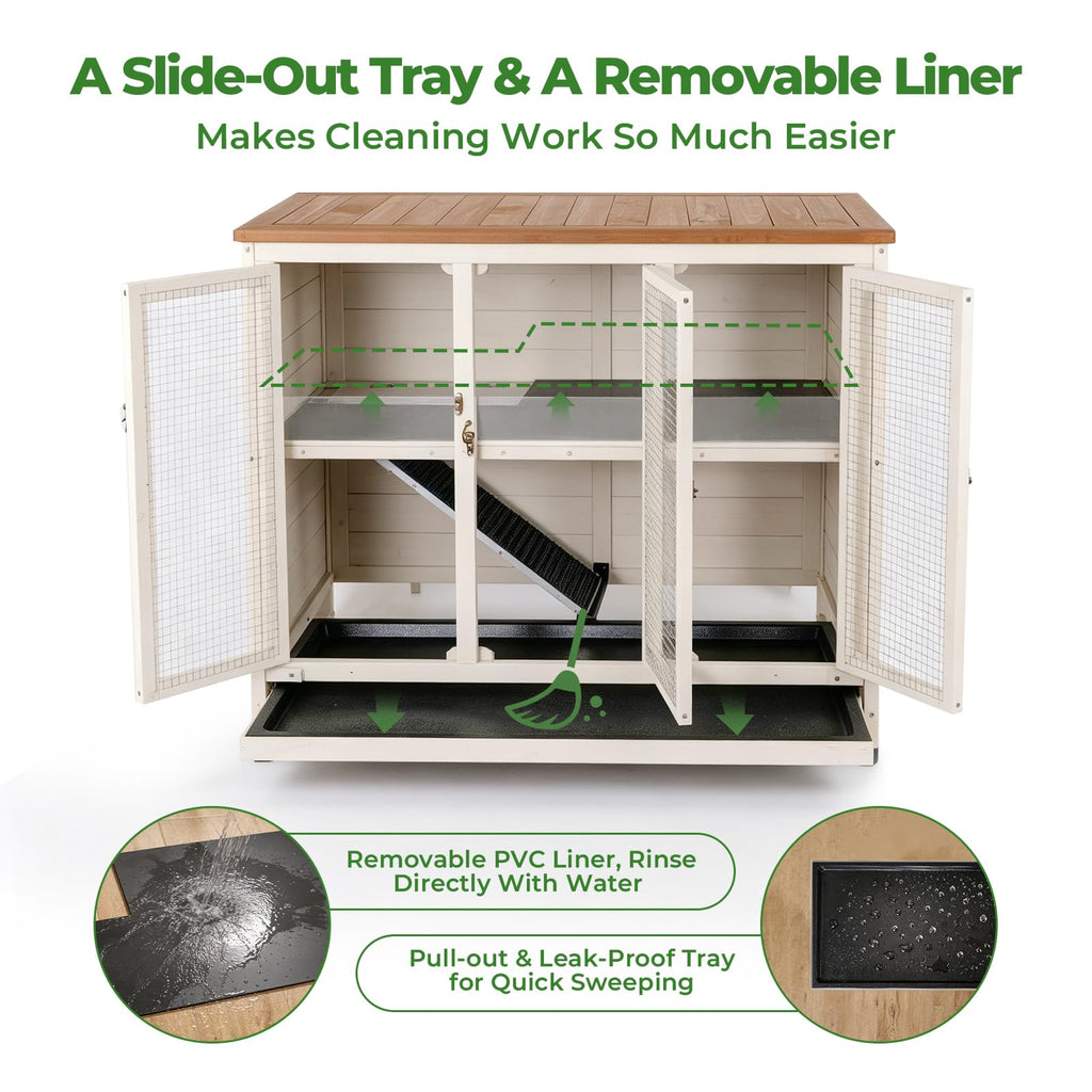2-Story Indoor Rabbit Hutch with Pull-Out Tray K272907