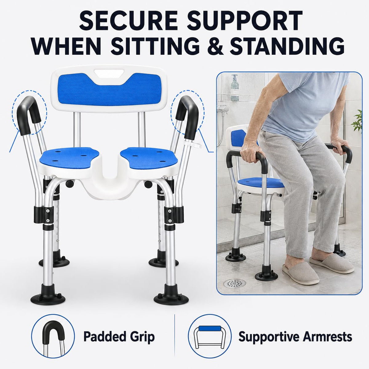 Shower Chair with Arms and Back F3448