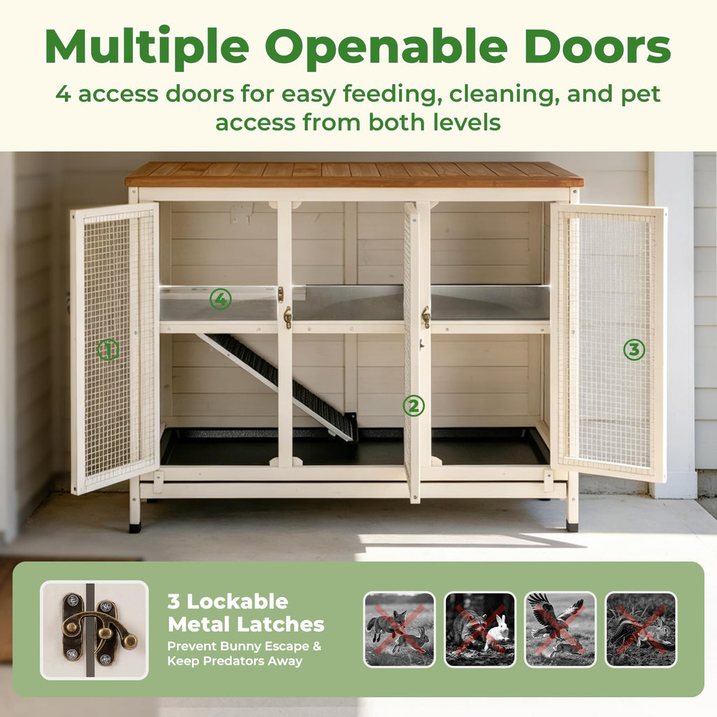 2-Story Indoor Rabbit Hutch with Pull-Out Tray K272907