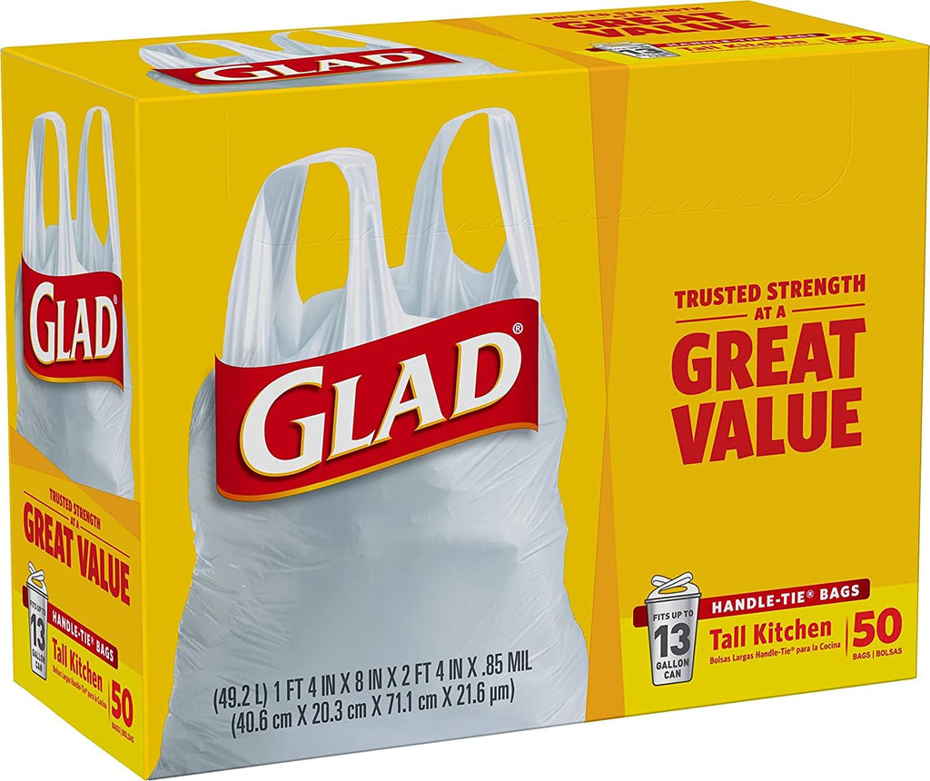 13 Gal. Tall Kitchen Handle-Tie Bags 50 ct Pack of 4 Q880814