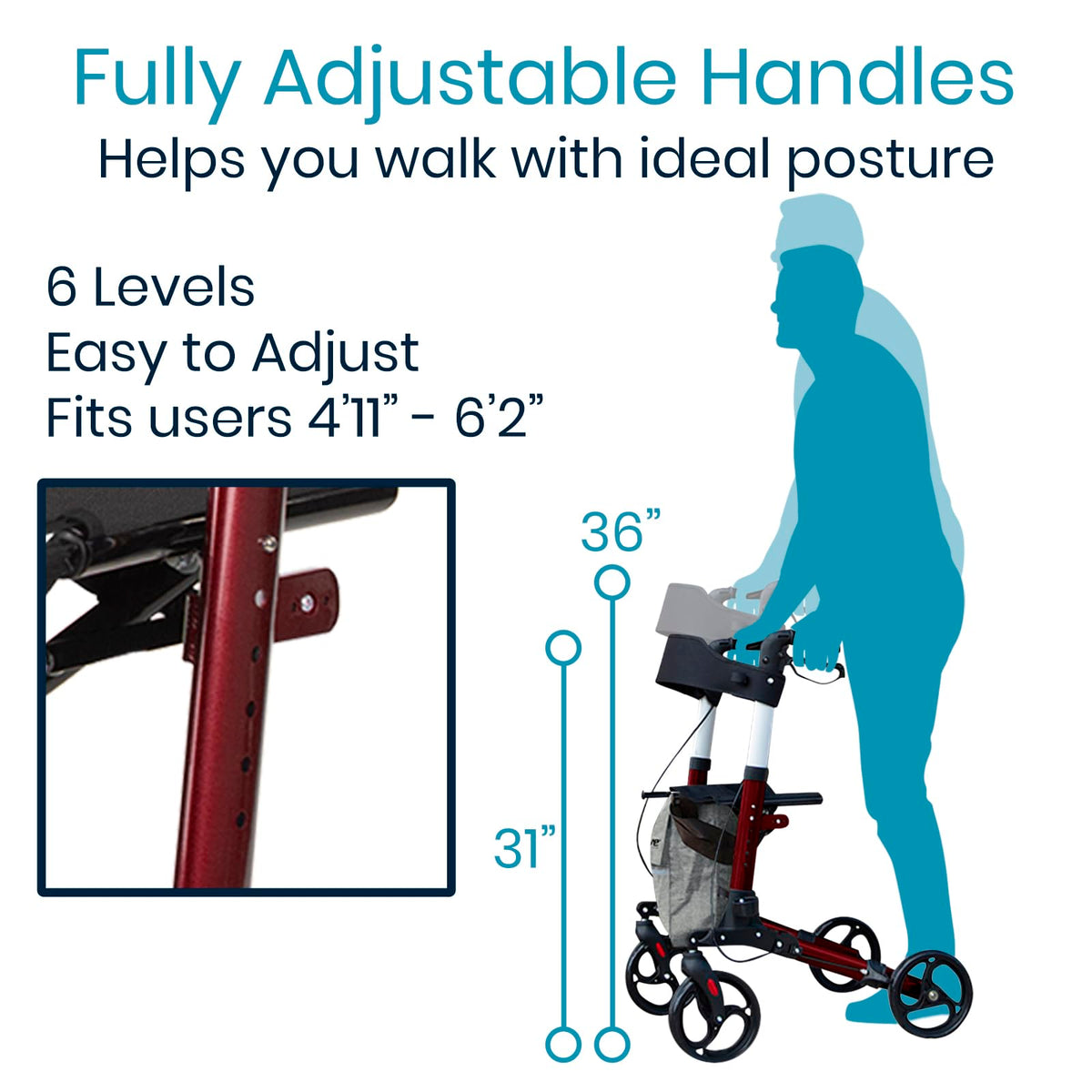 Folding 4 Wheel Rollator Walker H7911