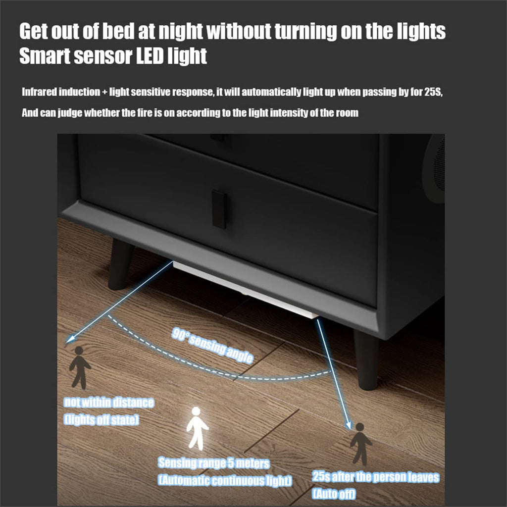 White 3 Drawer Nightstand with Wireless Charging and LED Lights P7597