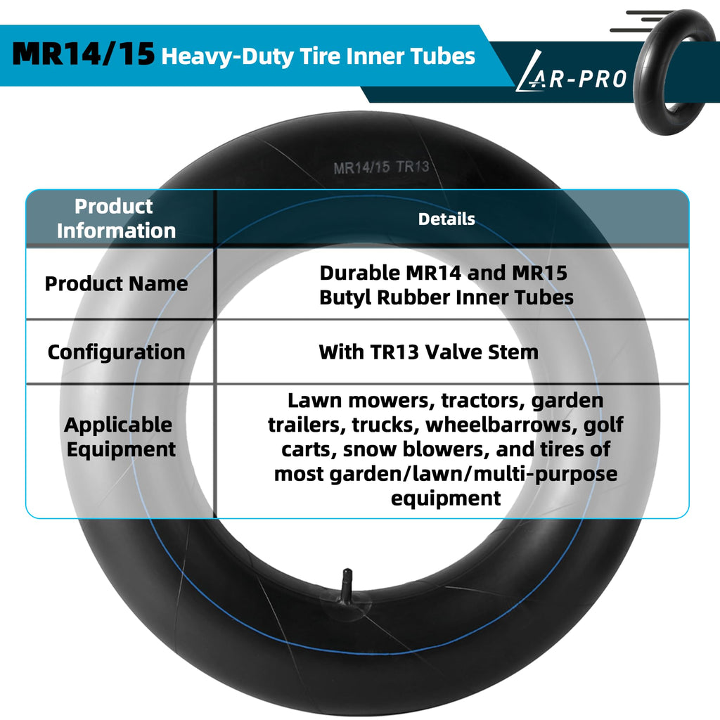 Heavy-Duty Tire Inner Tubes with TR13 Straight Valve Stems Butyl Rubber 1-Pack A595