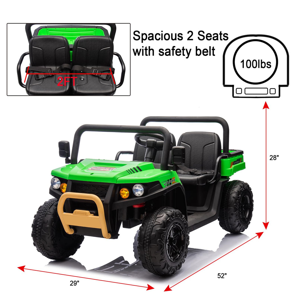 Green 2 Seater 24V Ride On Dump Truck W5761