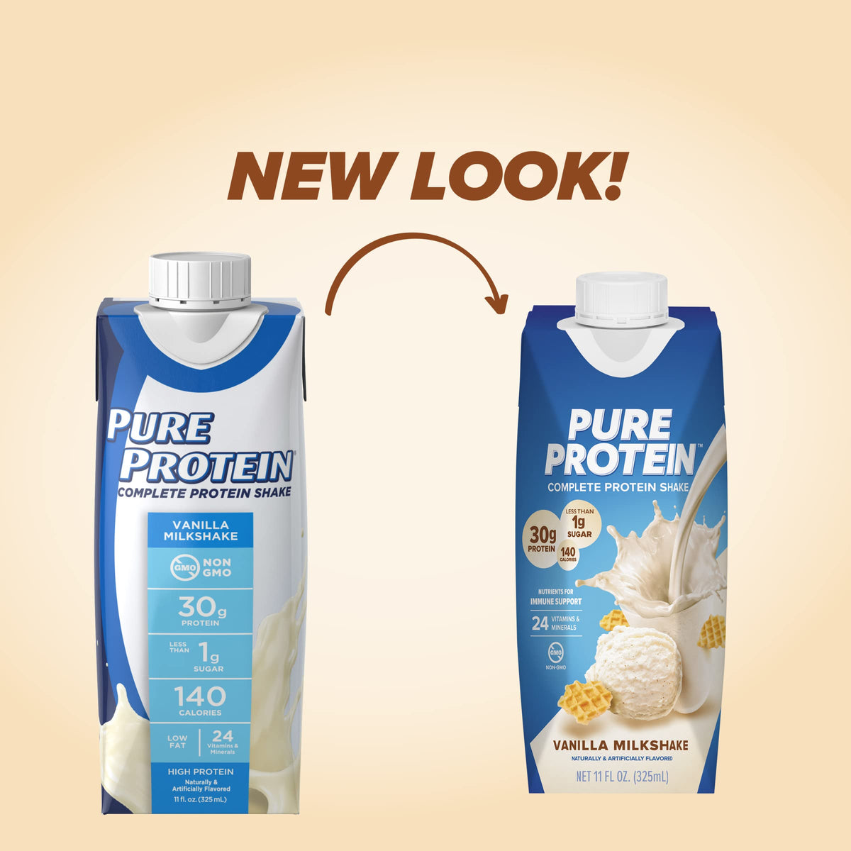 Vanilla Protein Shake, 30g Protein, Vitamins A, C, D, E, Zinc, Low Sugar, Gluten Free X75115