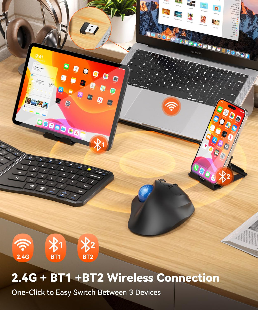 Ergonomic Wireless Trackball Mouse J82975