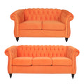 Orange Velvet Tufted Sofa Set T848458