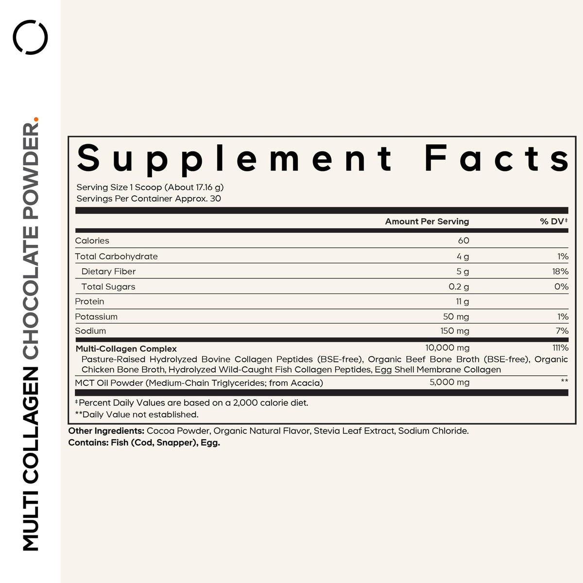 Multi Collagen Protein Powder, MCT Oil, Chocolate, 18 oz G1368