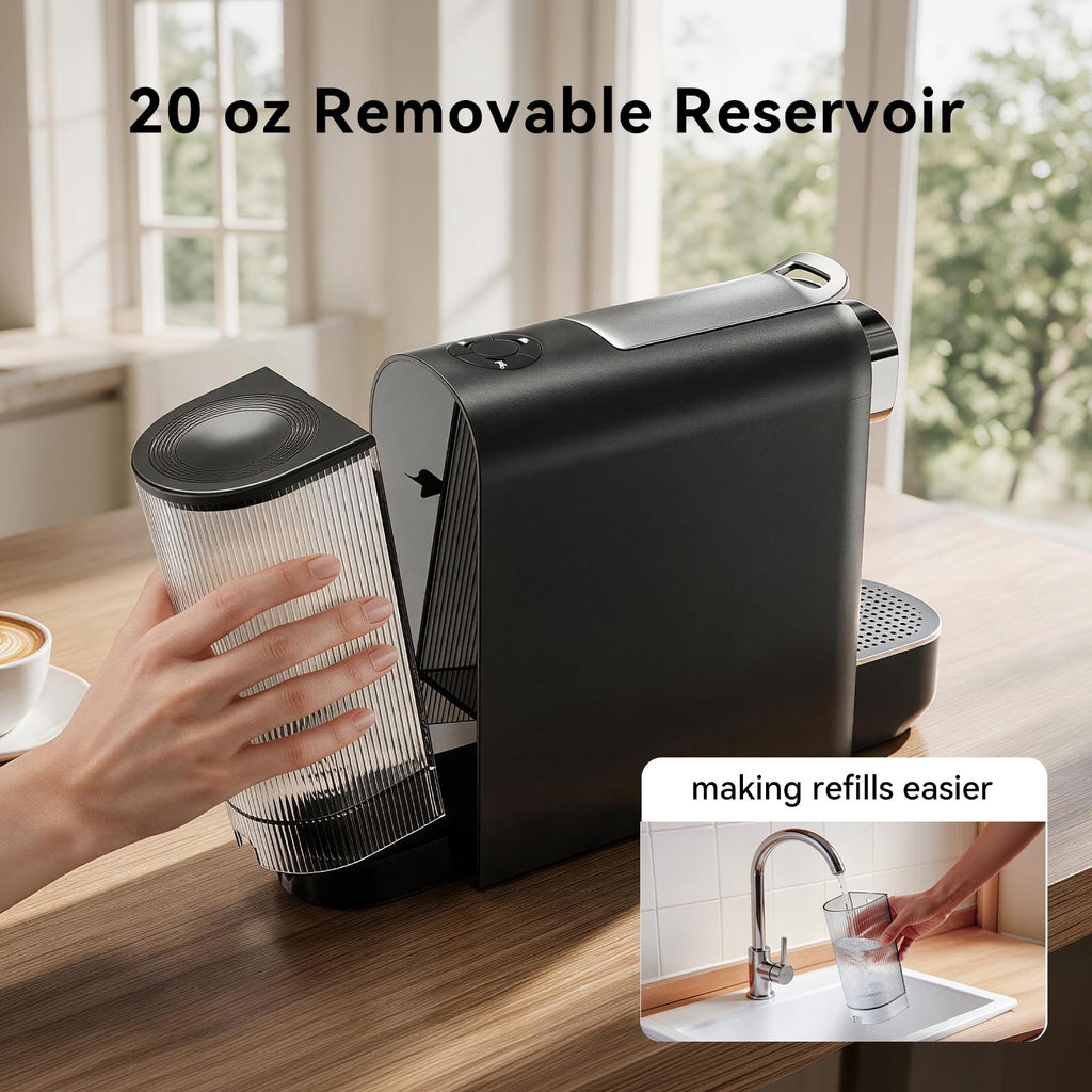 Black Single Serve Espresso Coffee Machine with Removable Tank W87398