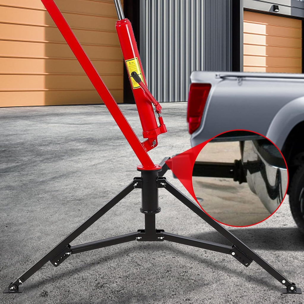 Hydraulic Pickup Truck Crane, 1000 Lbs Capacity, 360° Swivel, Red S2732