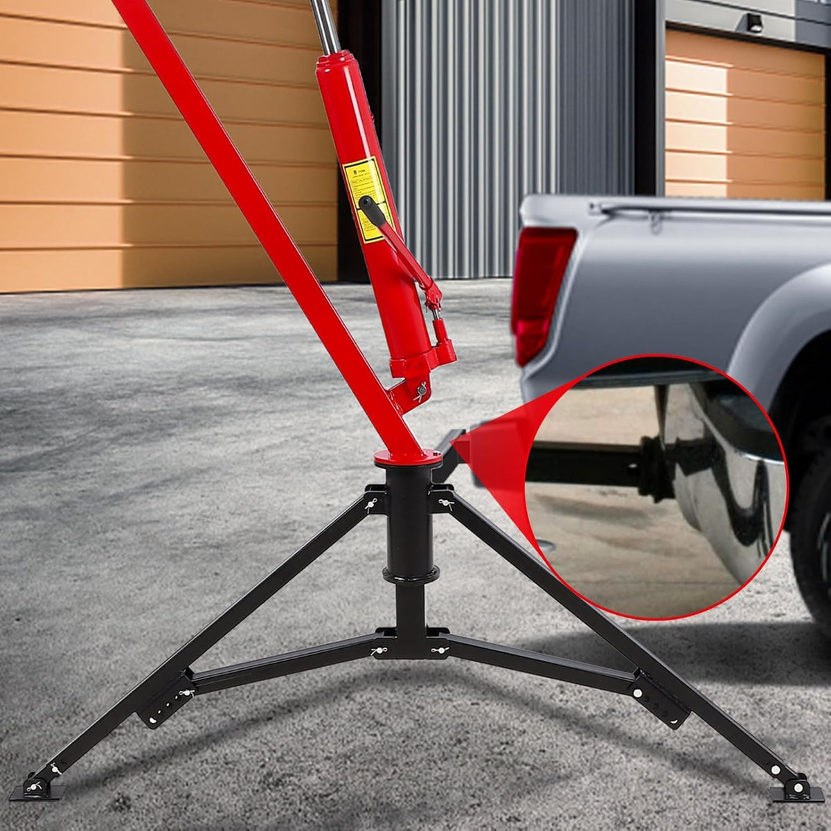 Hydraulic Pickup Truck Crane, 1000 Lbs Capacity, 360° Swivel, Red S2732