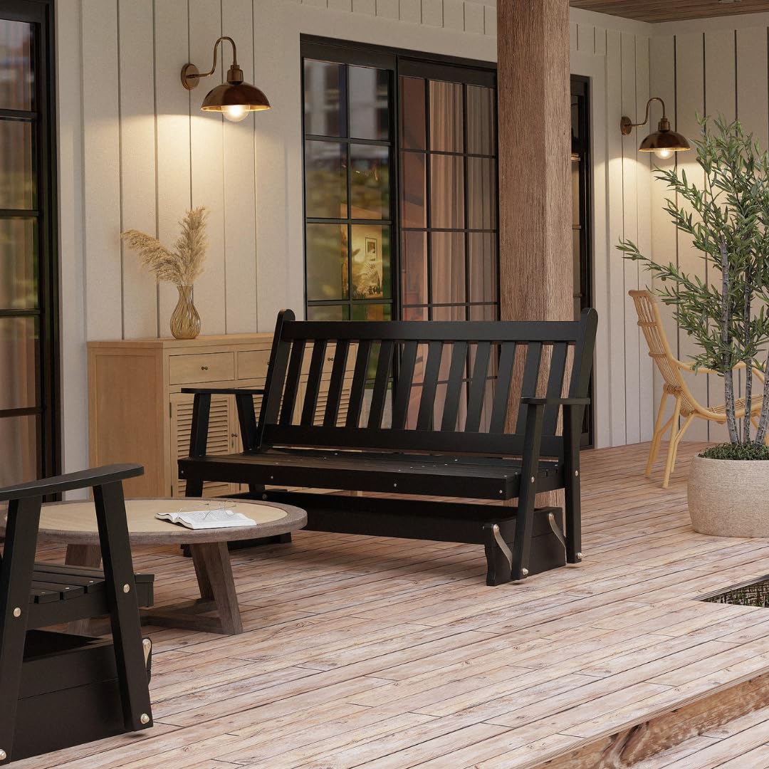 Black 4 Foot Wooden Porch Glider Q10174