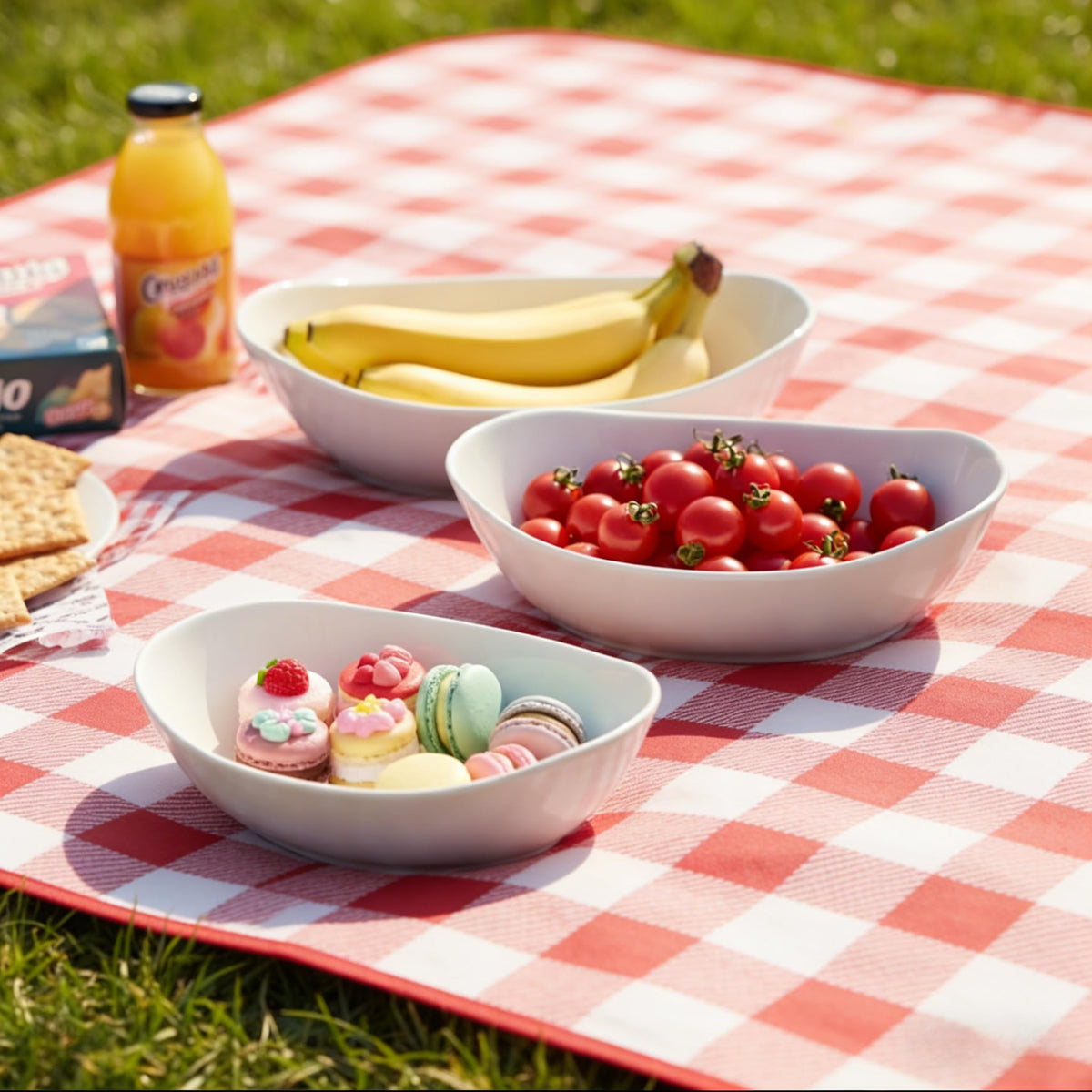 3-Tier Ceramic Fruit Bowl with Bamboo Stand I888261