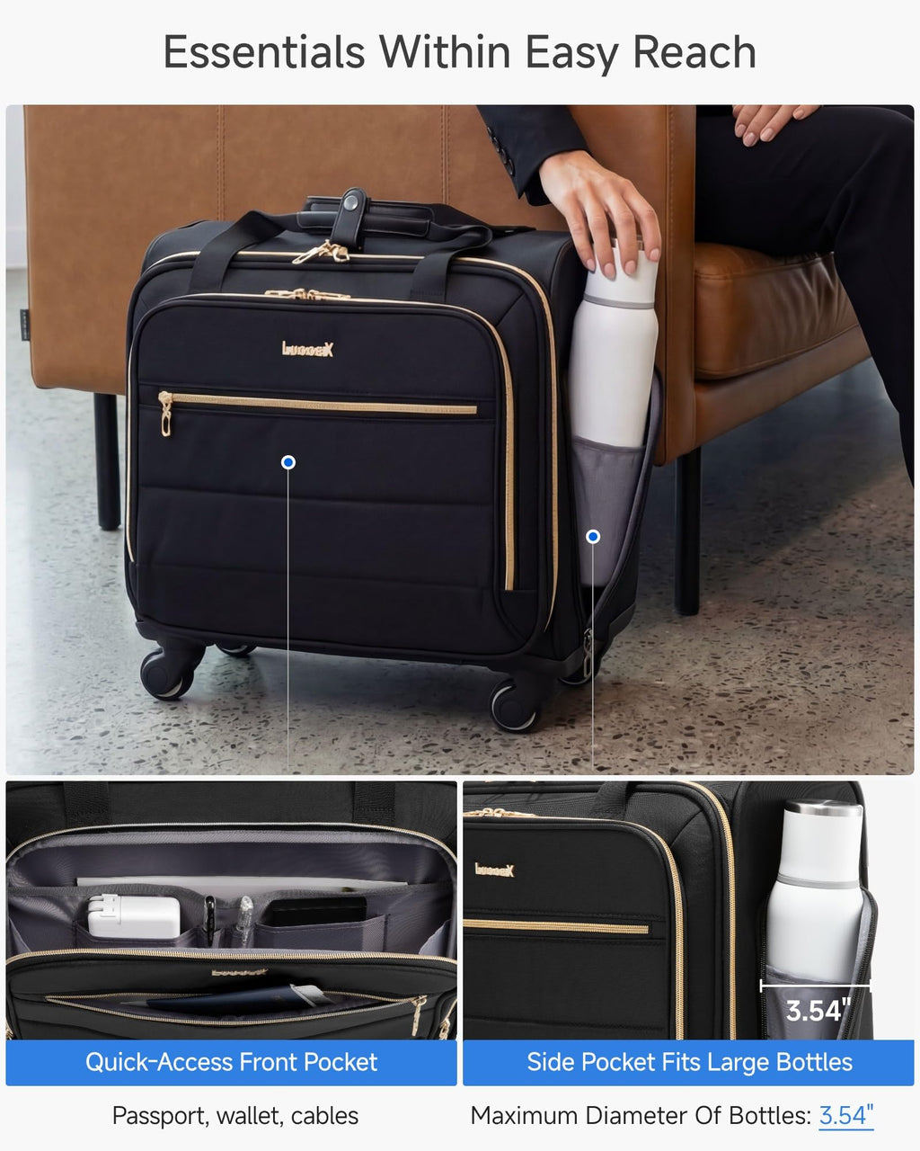 Black Rolling Laptop Bag J35165