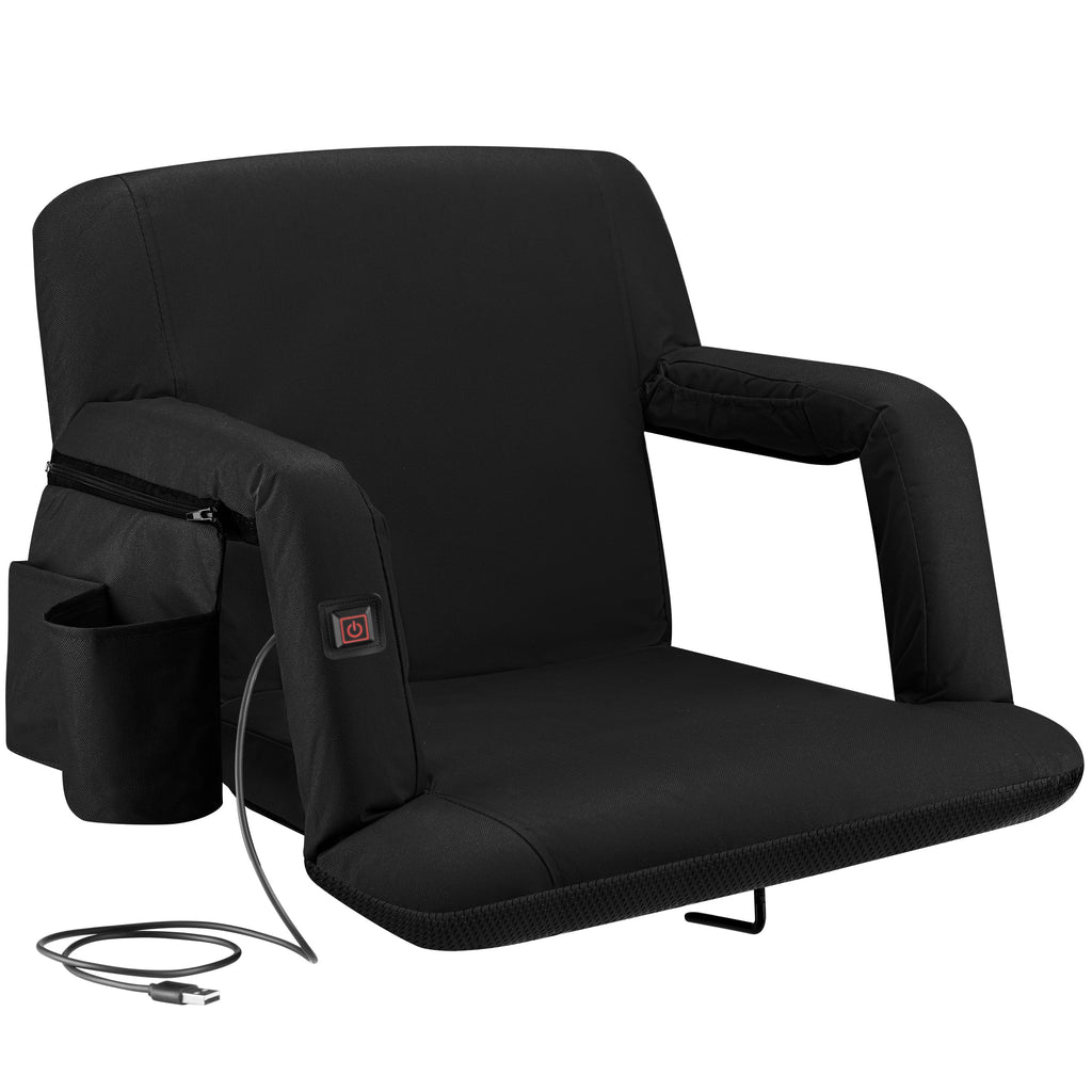Heating Massage Reclining Stadium Seat with Arm Support K9378