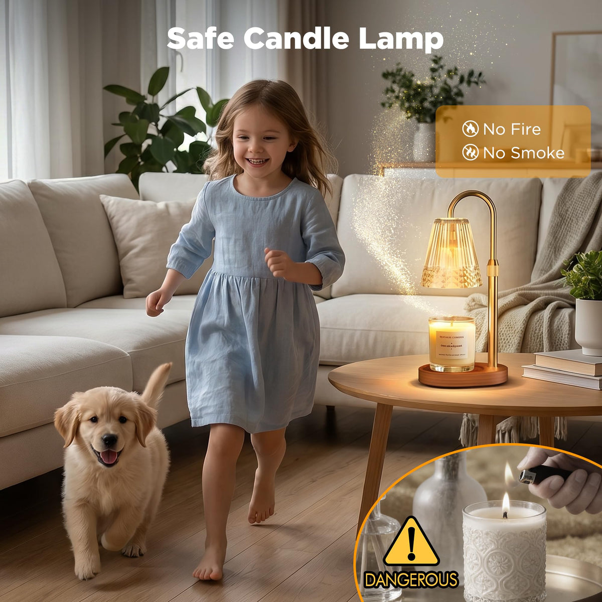 Dimmable Height Adjustable Candle Warmer Lamp with Timer S95377