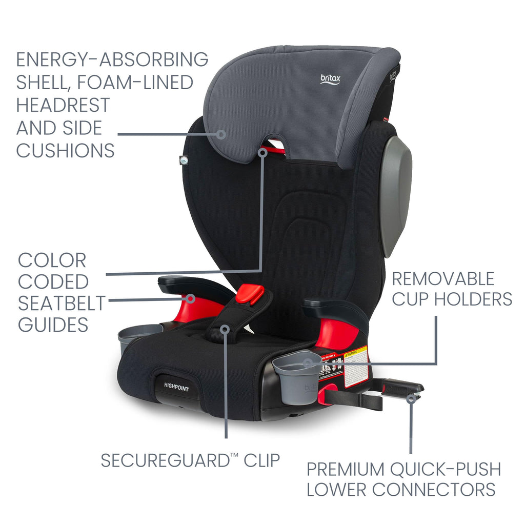 Black Backless Belt-Positioning Booster Seat R974
