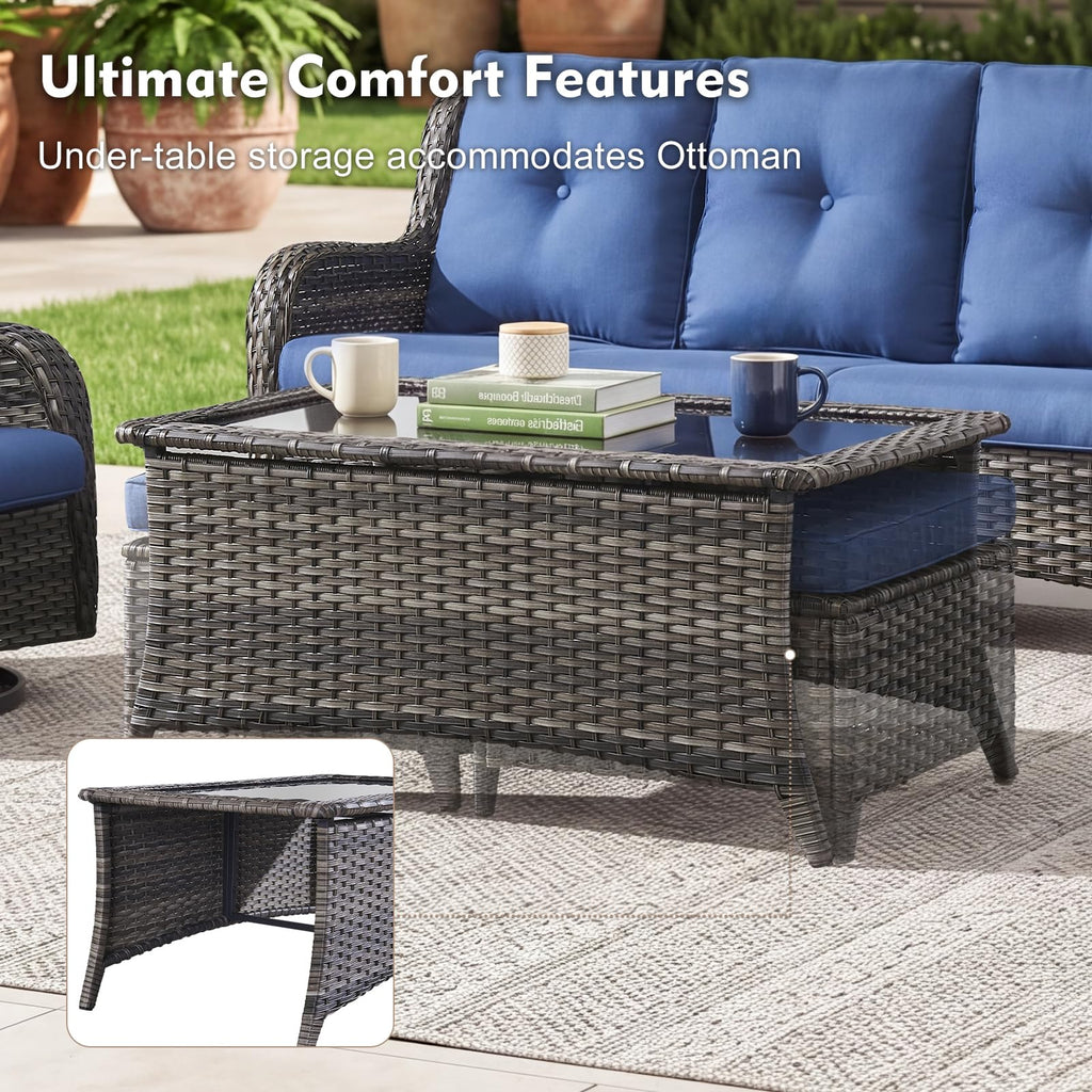 Grey Wicker 6 Piece Patio Furniture Set Q91511