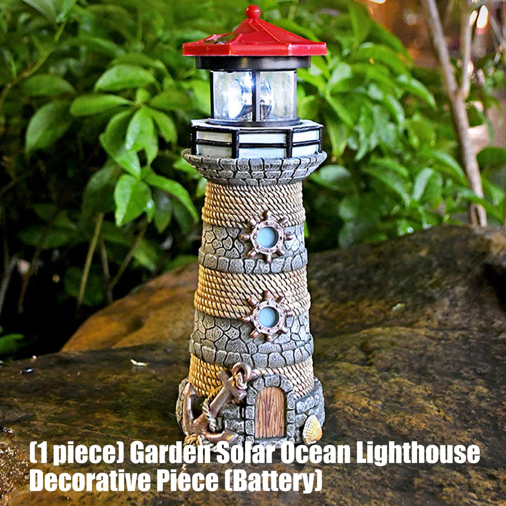 Solar Powered Resin Lighthouse Ornament S472058