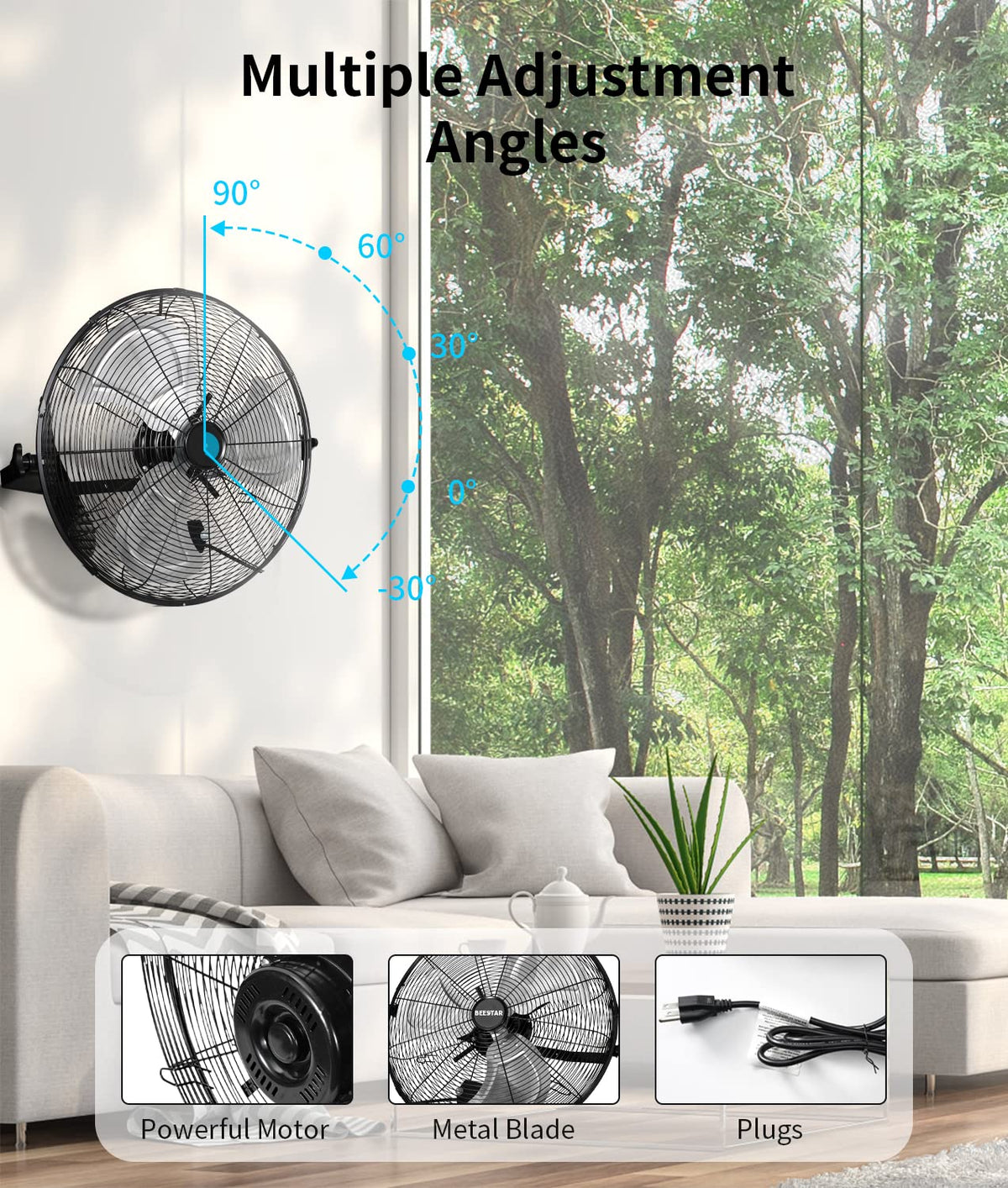 20 Inch High Velocity Metal Wall Mount Fan H4804