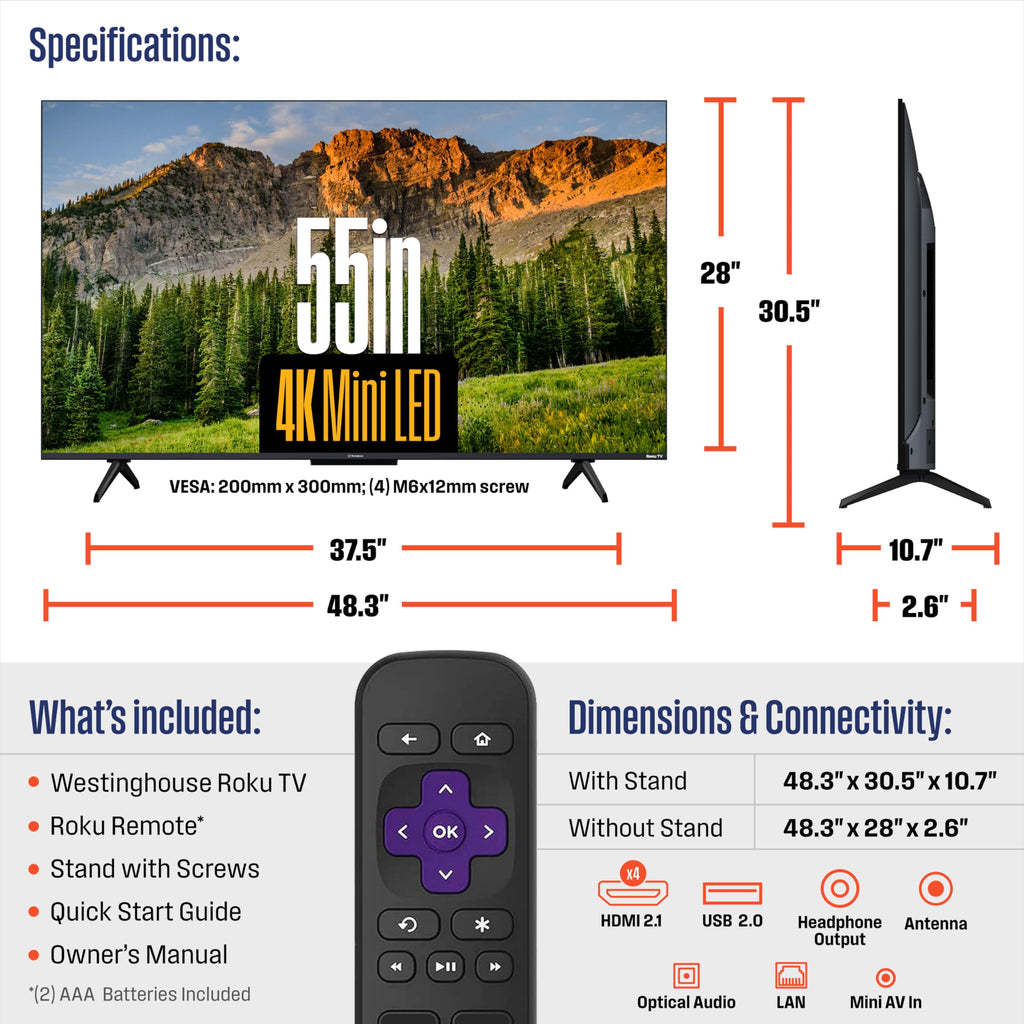 55 Inch Mini LED 4K UHD Roku TV N1391